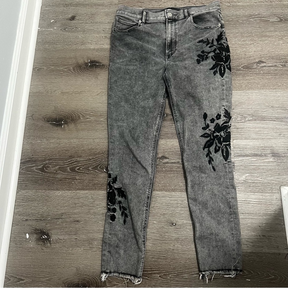 Express floral embroidery jeans